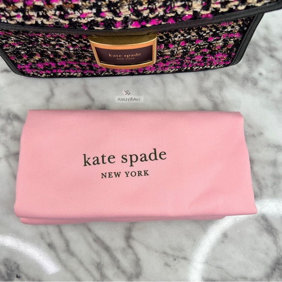 Kate Spade Katy Tweed Medium Shoulder Bag In Pink Multi - Picture 12 of 15